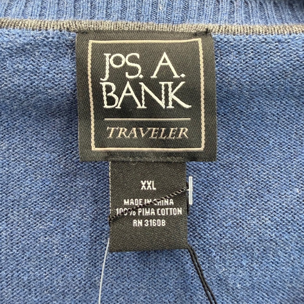 Jos. A. Bank Traveler V-Neck Sweater Mens XXL Blue Pima Cotton NWT 2X Old Money - Picture 5 of 8